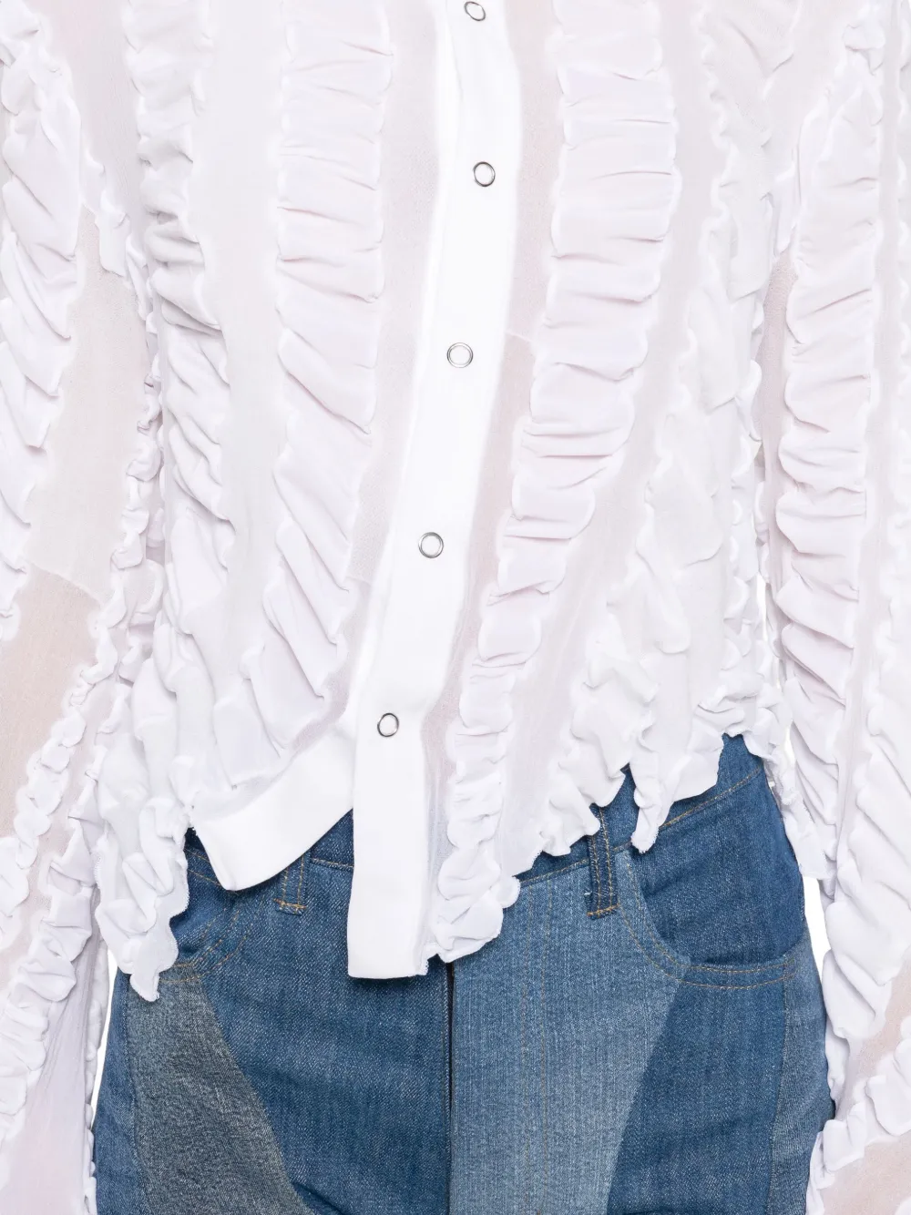 Anni Salonen Twisted Ruffled Shirt In White