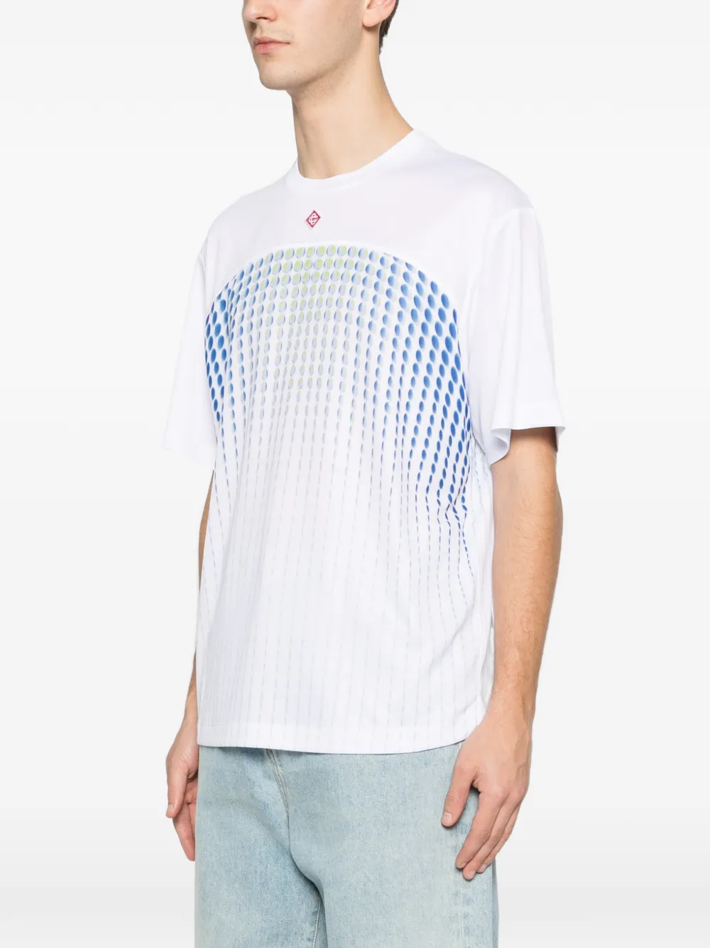 Casablanca Birdseye mesh T-shirt Wit