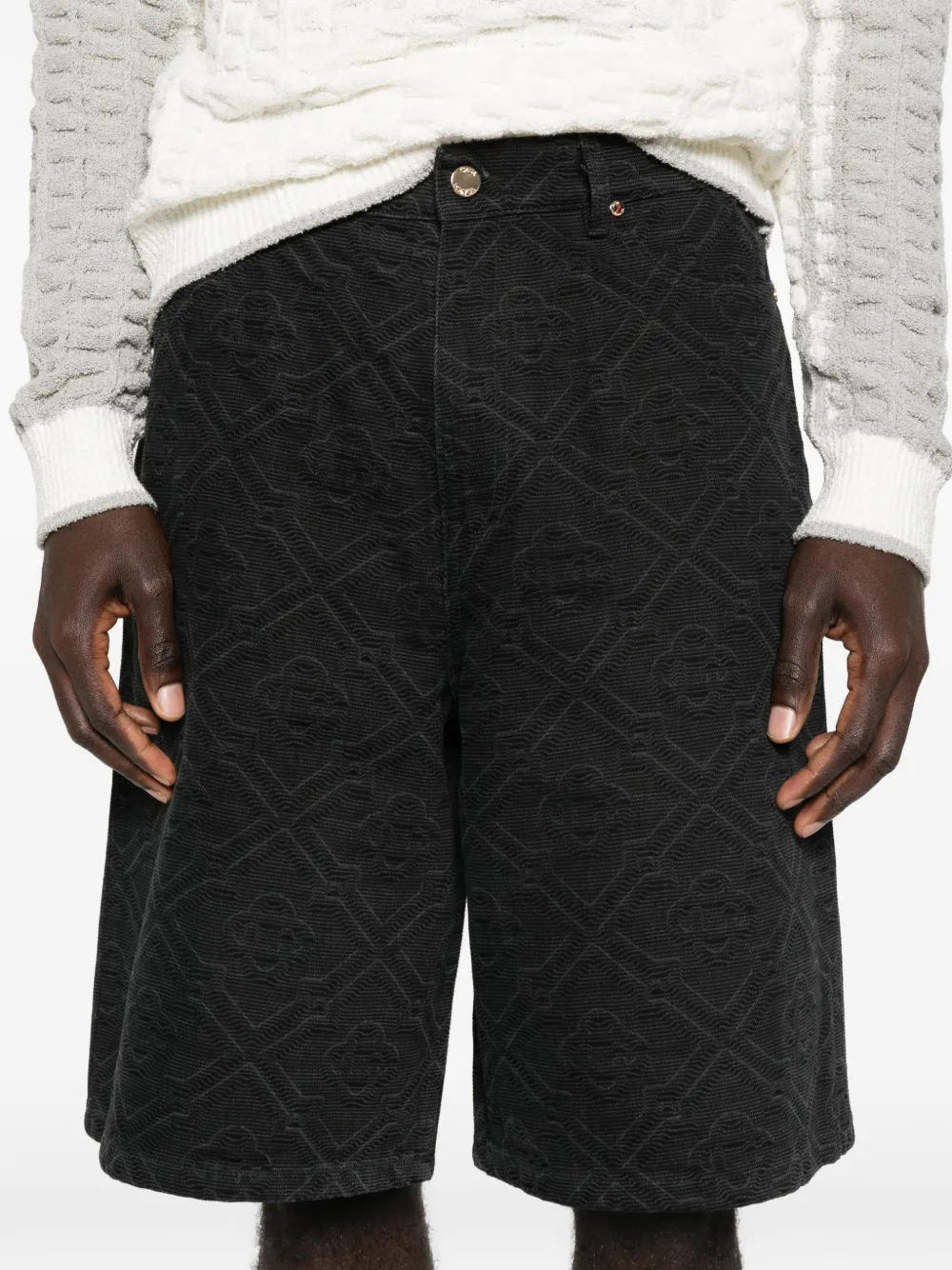 Casablanca Laser Monogram denim shorts Zwart