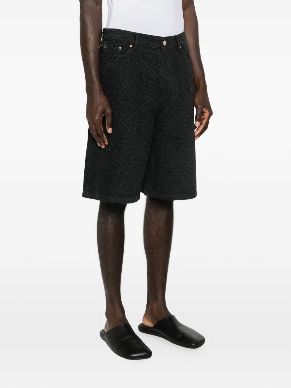 Casablanca Laser Monogram denim shorts Zwart