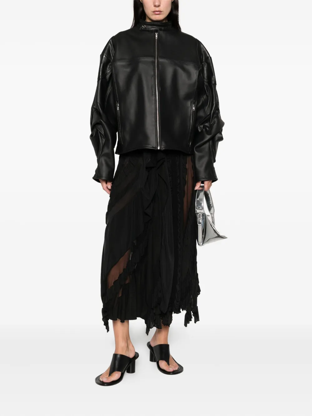 Anni Salonen ruffled midi skirt - Zwart