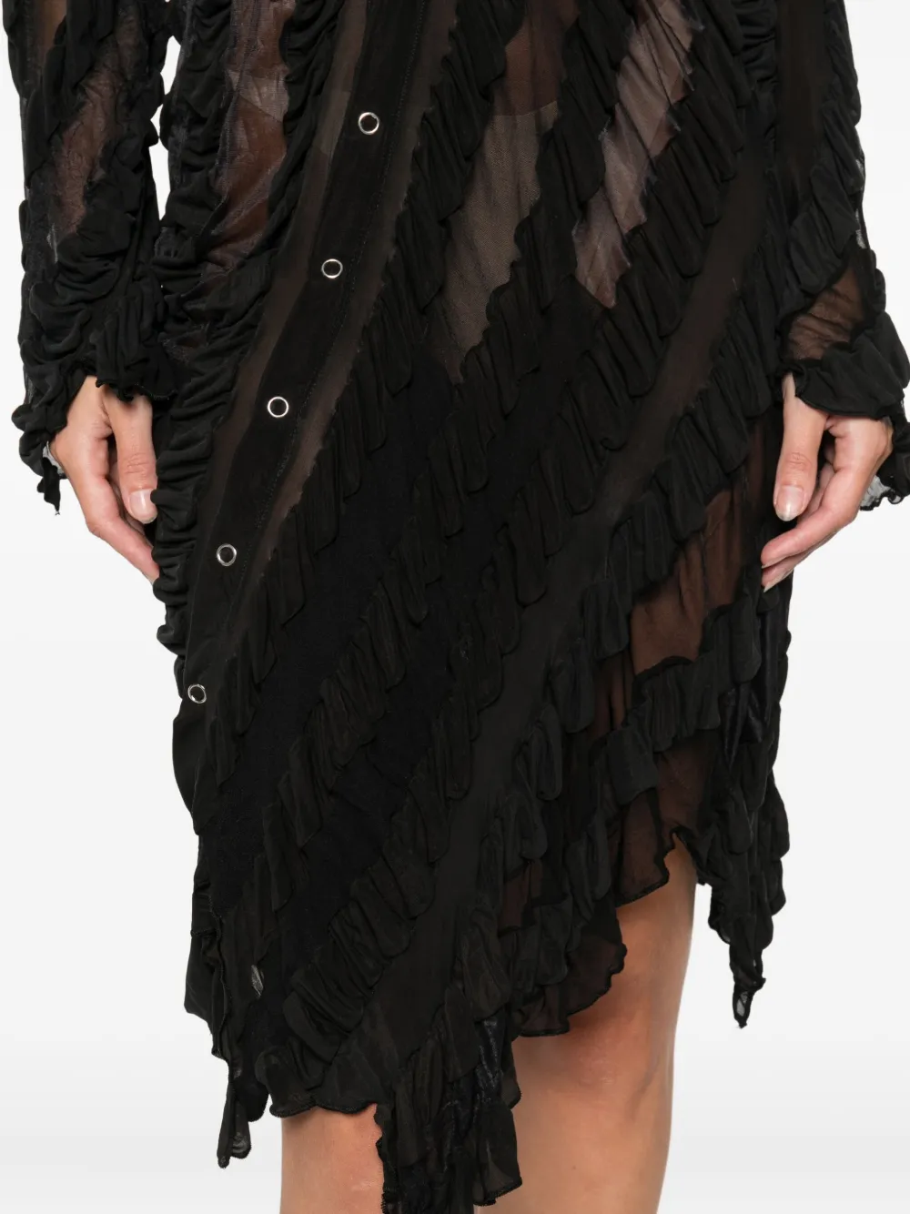 Anni Salonen Ruffled Shirt Midi Dress In Black