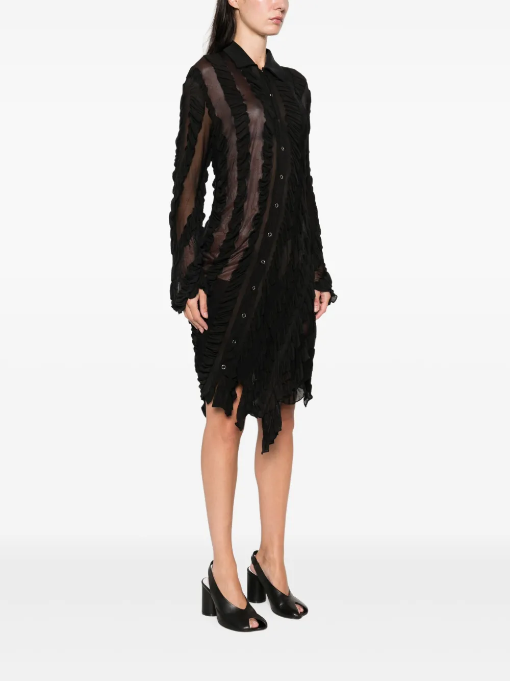 Anni Salonen Ruffled Shirt Midi Dress In Black