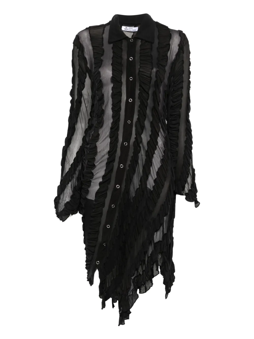Anni Salonen ruffled shirt midi dress - ブラック