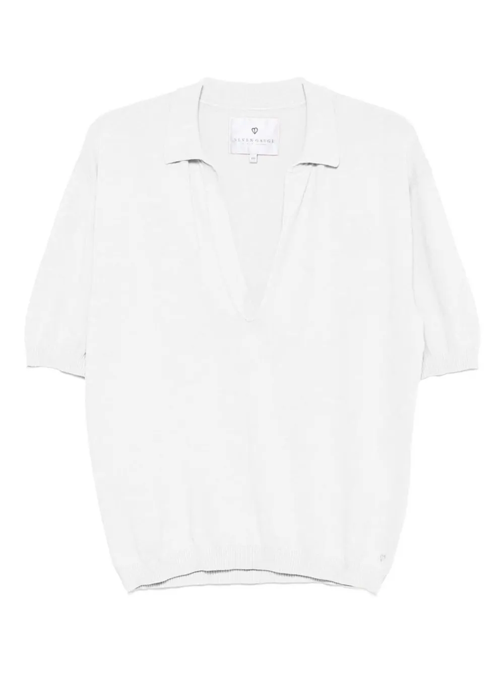 SEVEN GAUGE V-neck ribbed-trim polo shirt - ホワイト SEVEN GAUGE V-neck ribbed-trim polo shirt - ホワイト