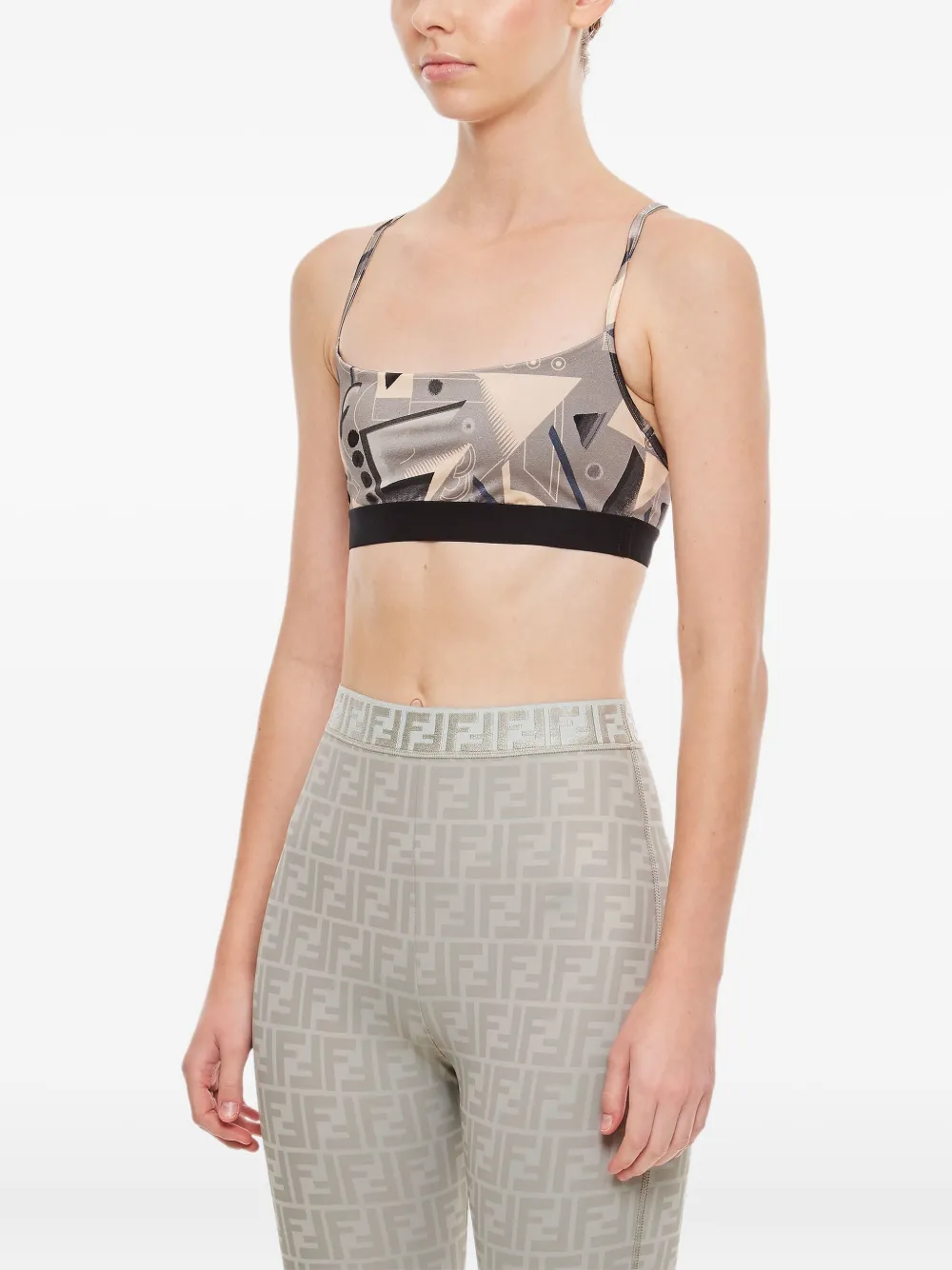 FENDI abstract-print sports bra Grijs