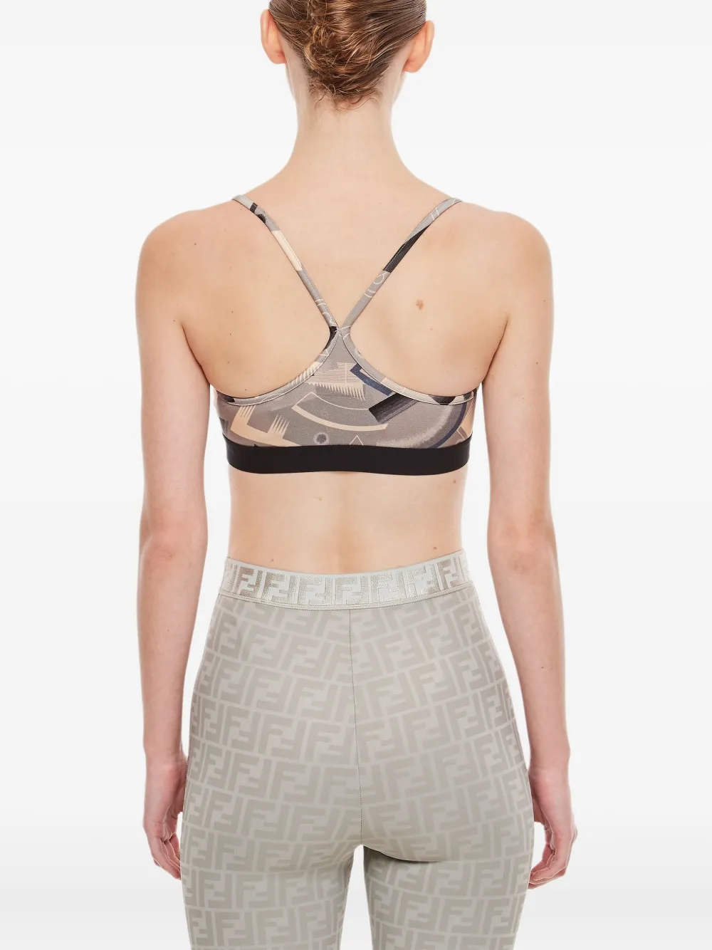 FENDI abstract-print sports bra Grijs