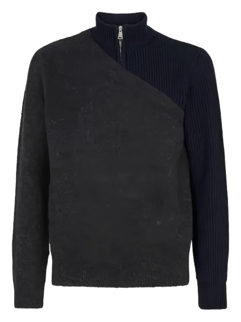 FENDI ribbed-collar half-zip sweater