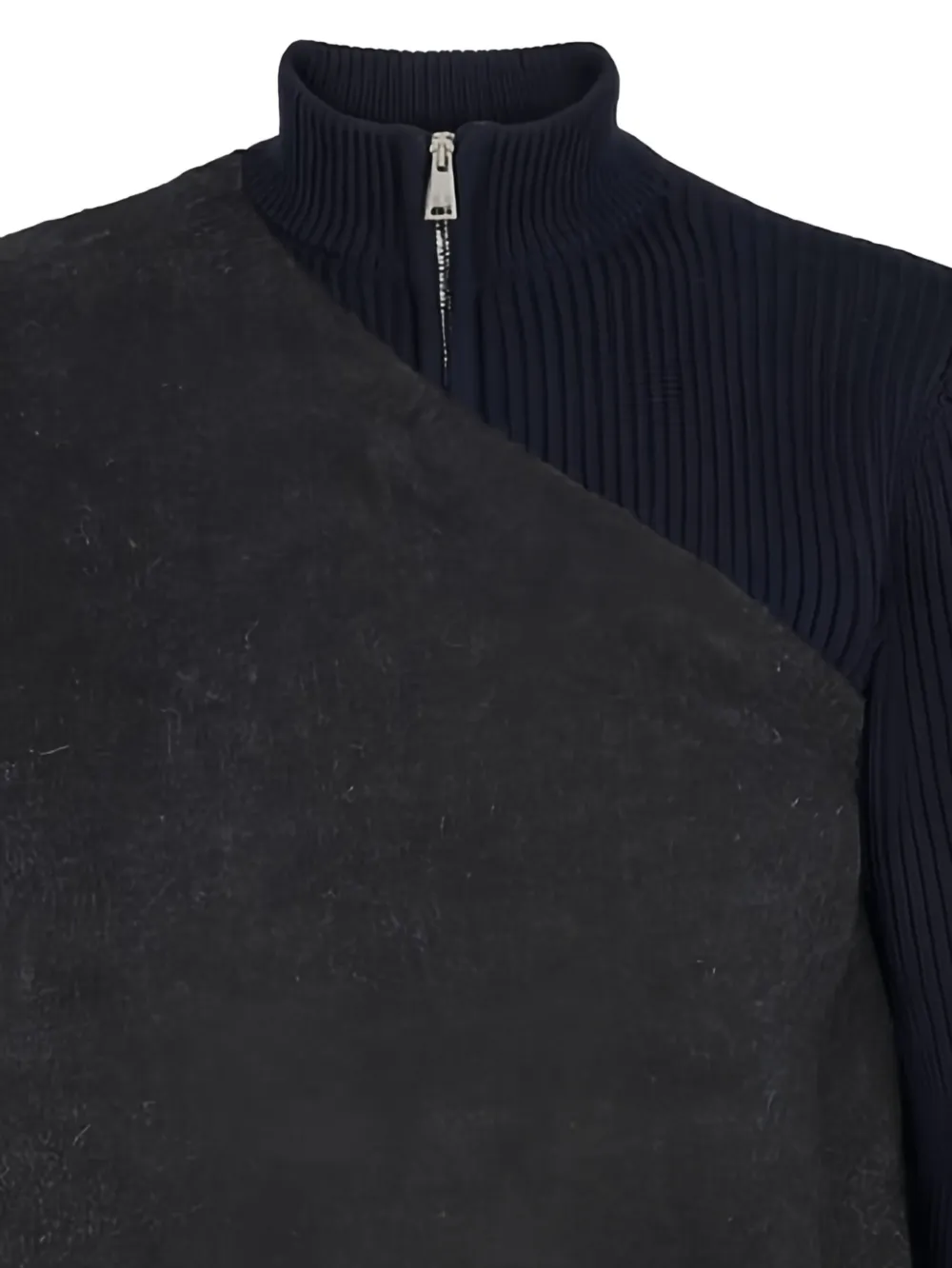 FENDI Trui met geribbelde kraag en halve rits Grijs