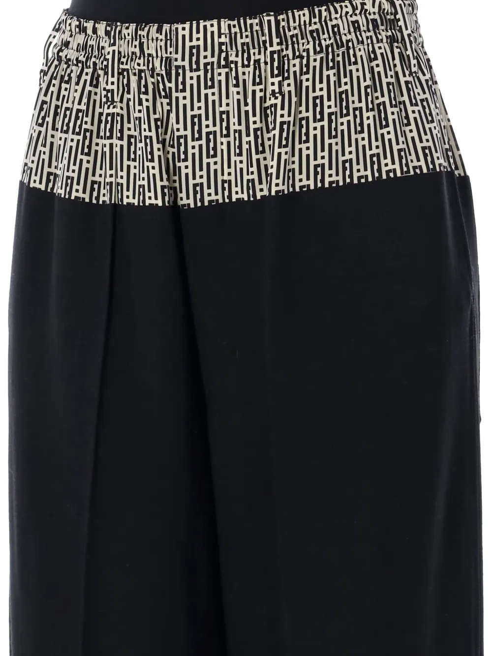 FENDI Broek met elastische tailleband en logoprint - Zwart