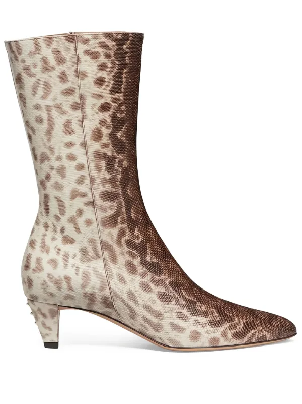 FENDI Botas Con Estampado De Piel De Serpiente y Tacón De 50mm