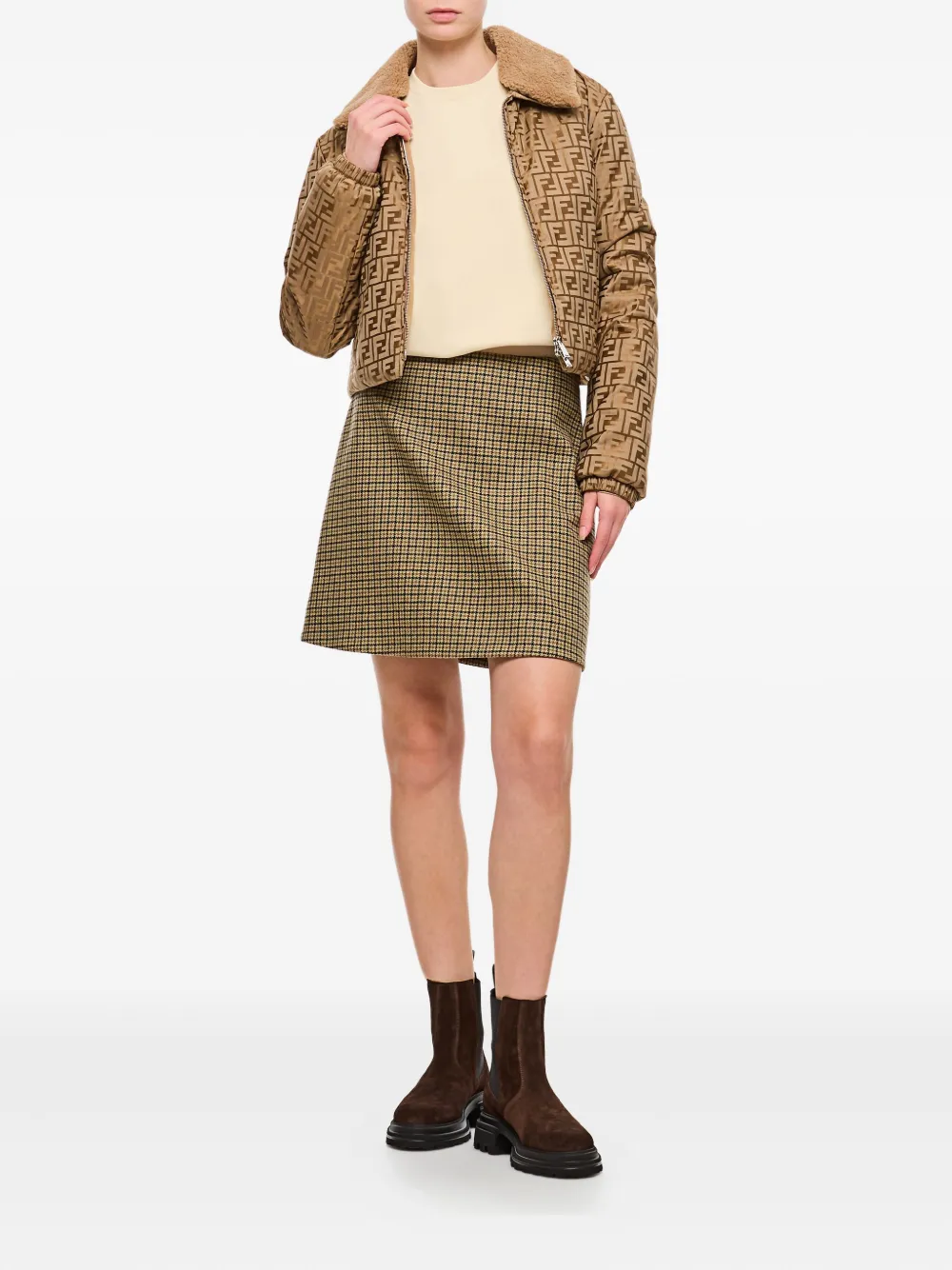 FENDI logo collar-detail bomber jacket Bruin
