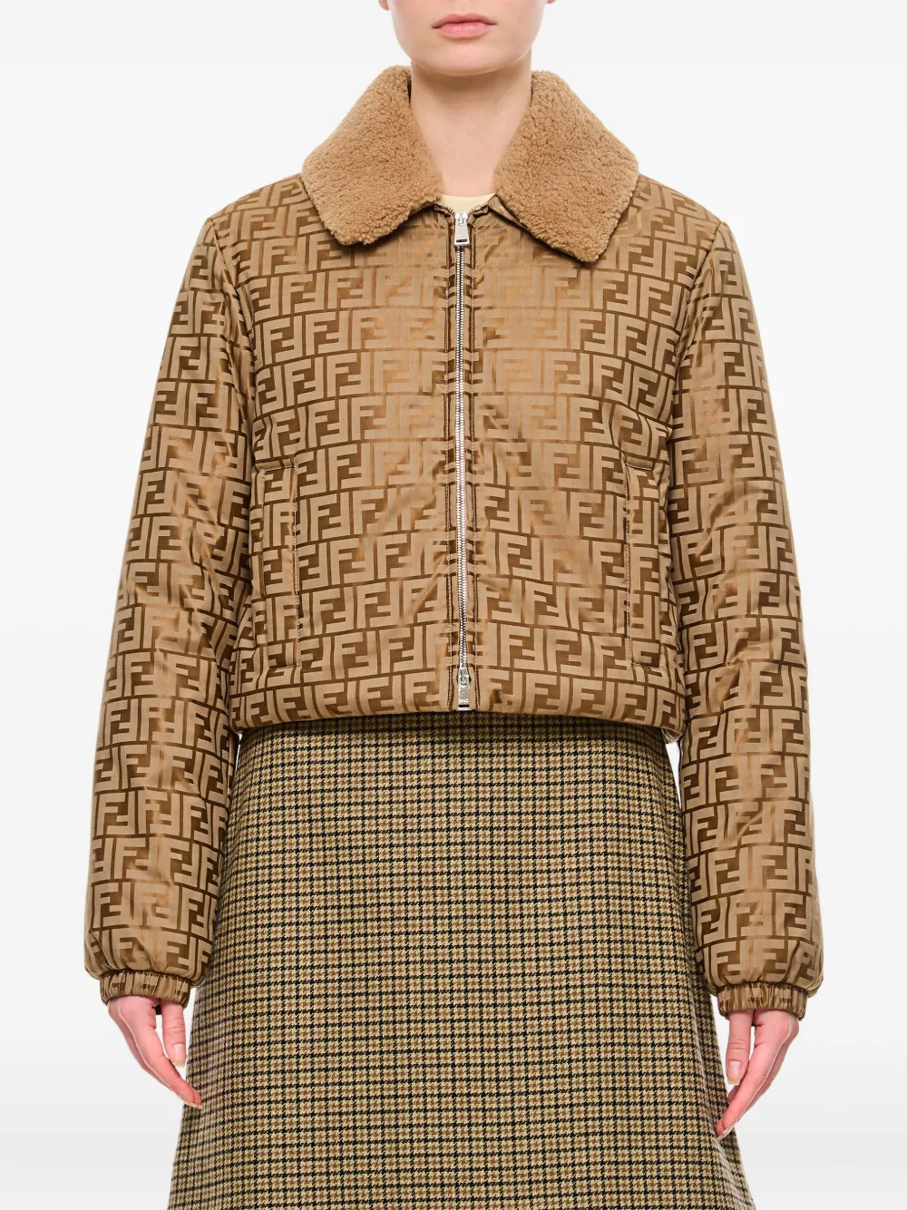 FENDI logo collar-detail bomber jacket Bruin