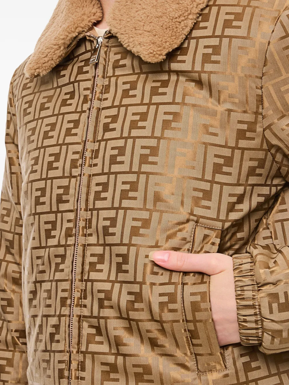 FENDI logo collar-detail bomber jacket Bruin