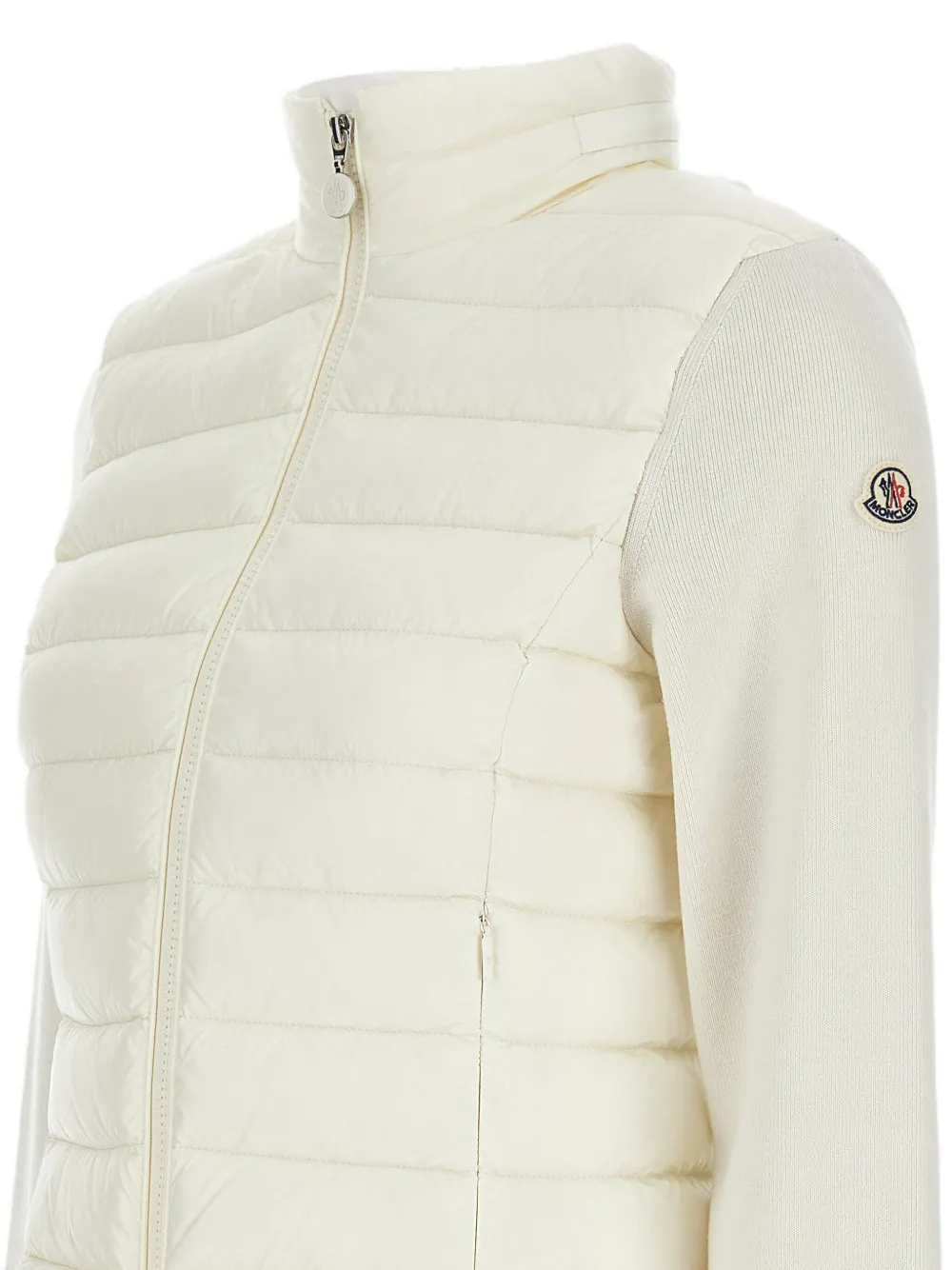 Moncler quilted knit-panel jacket Beige