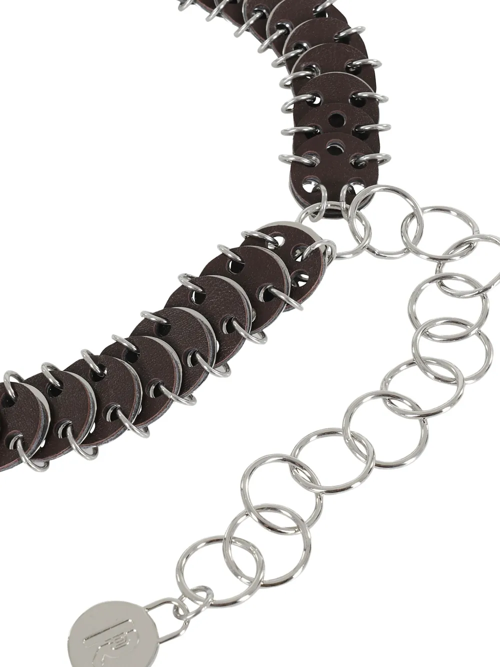 Rabanne leather-chain belt Bruin