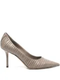 Jimmy Choo 80mm Love pleated pointed-toe pumps - Grey