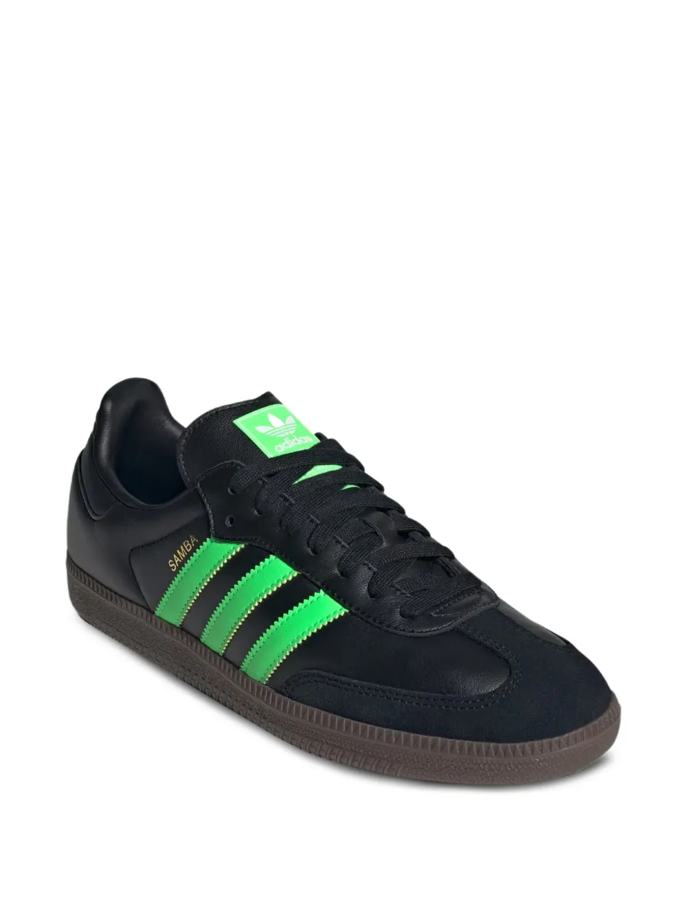 adidas Samba OG "Core Black Screaming Green" sneakers Zwart