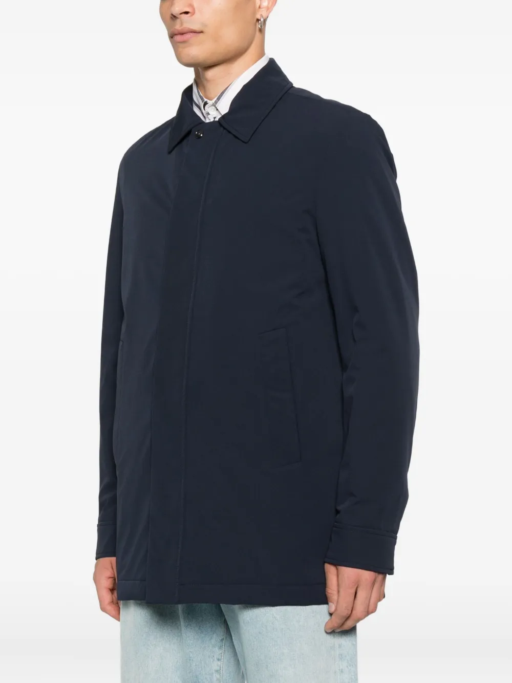 Paul & Shark x Loro Piana buttoned welt-pocket coat Blauw