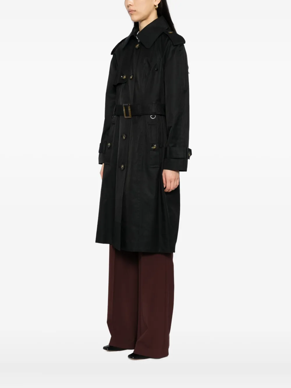 London Fog Trenchcoat met capuchon Zwart