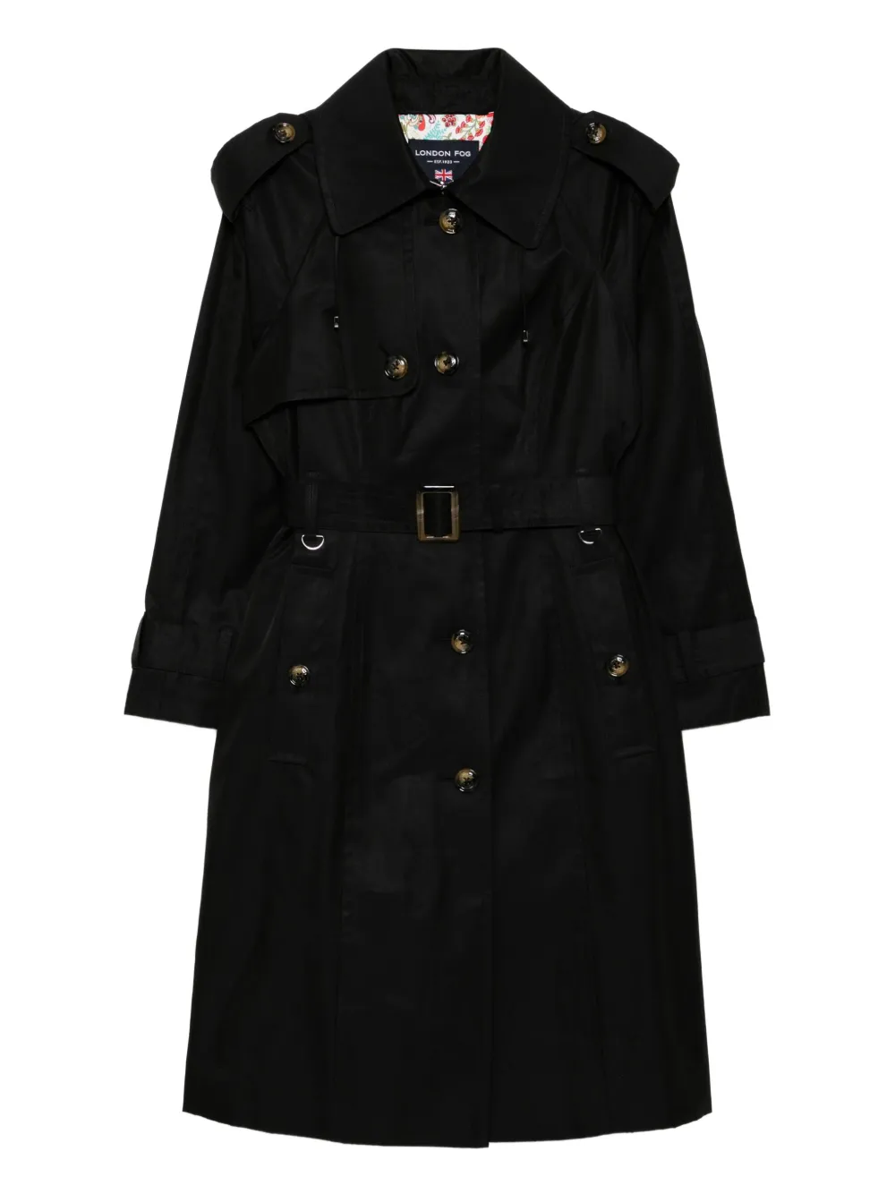 London Fog hooded belted trench coat | Black | Image 1
