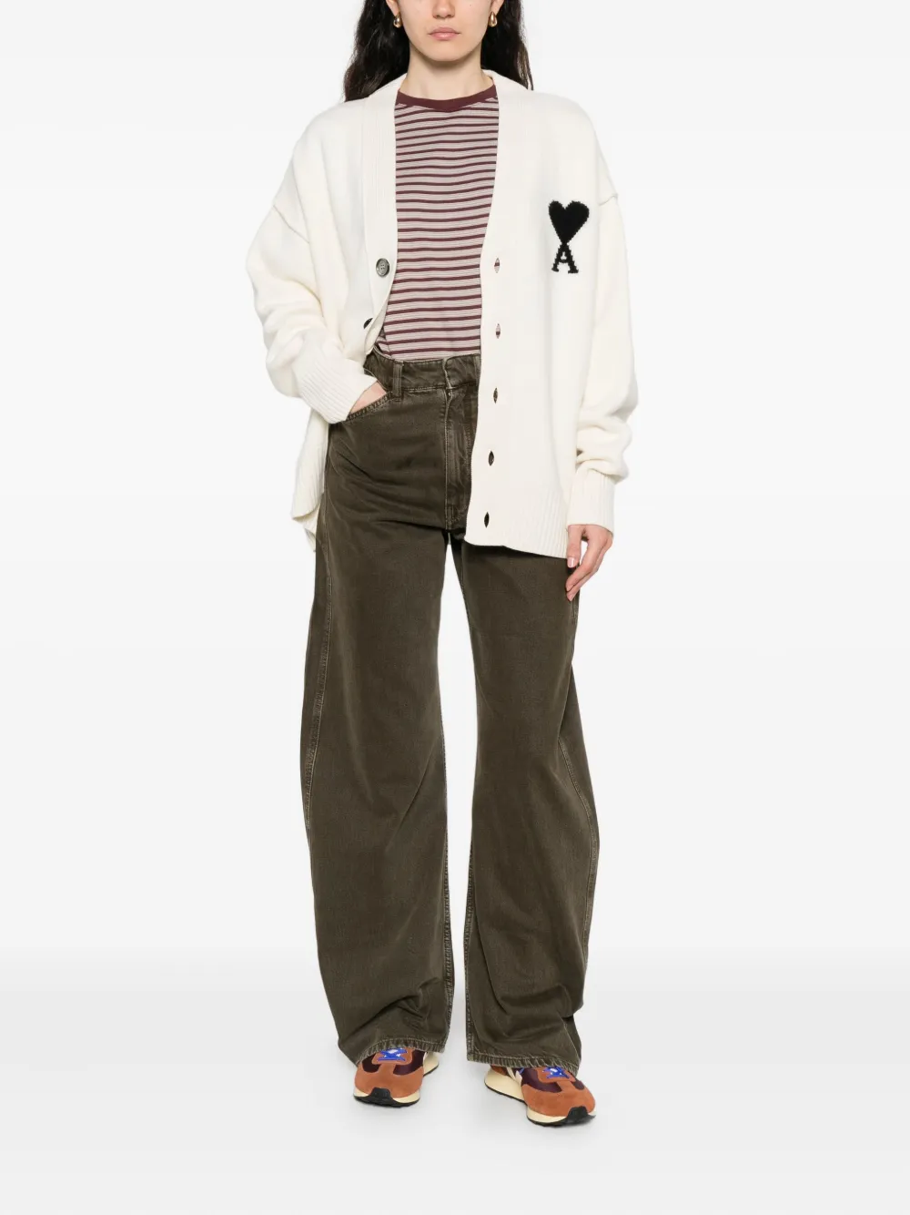 AMI Paris Ami de Coeur wollen vest met monogram Beige