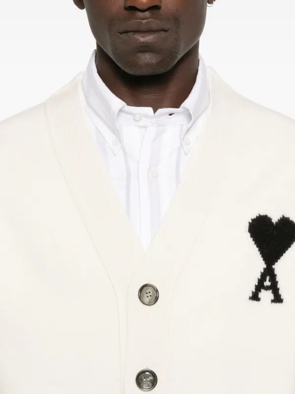 AMI Paris Ami De Coeur モノグラム ウールカーディガン