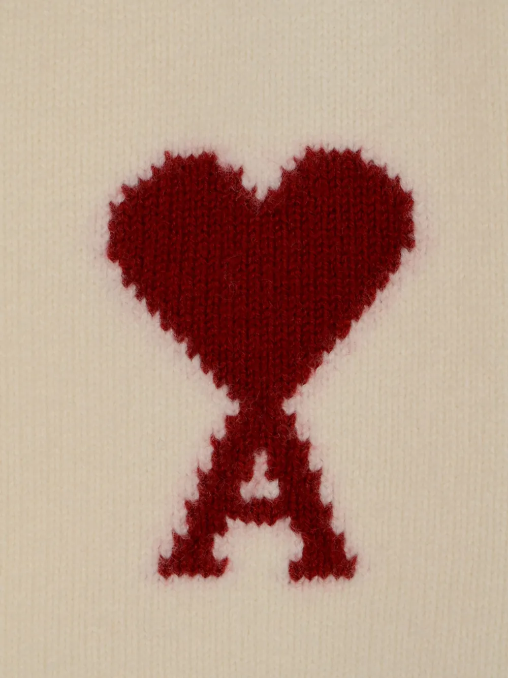 AMI Paris Ami de Coeur monogram wool cardigan Beige