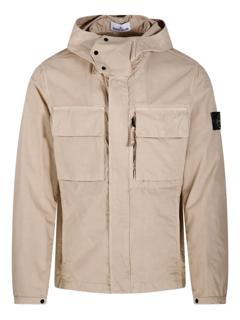 Stone Island Jack met capuchon en zak Beige