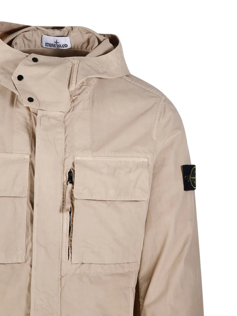Stone Island Jack met capuchon en zak Beige