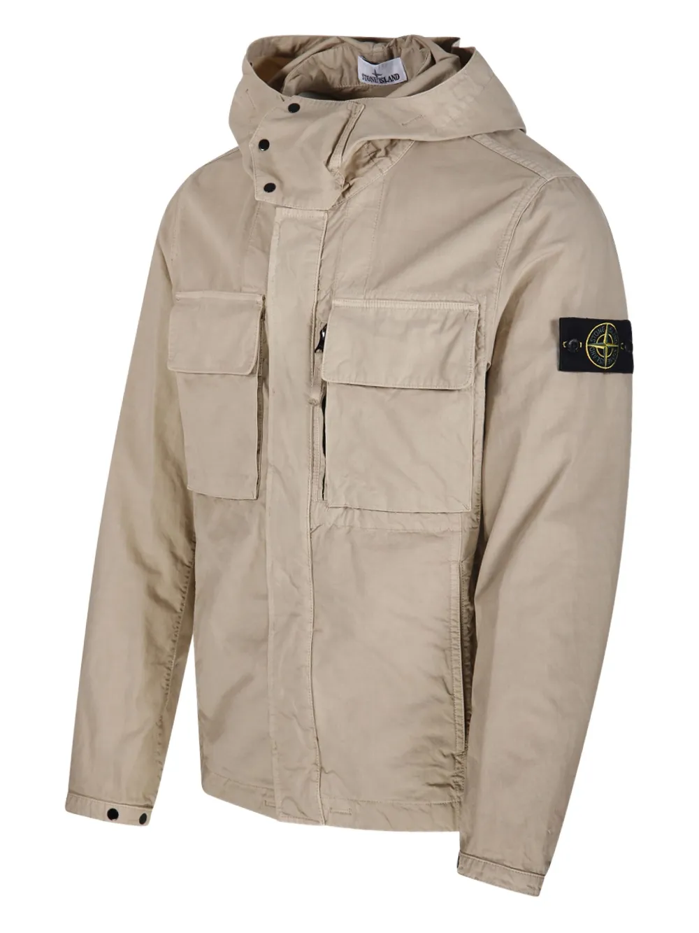 Stone Island Jack met capuchon en zak Beige
