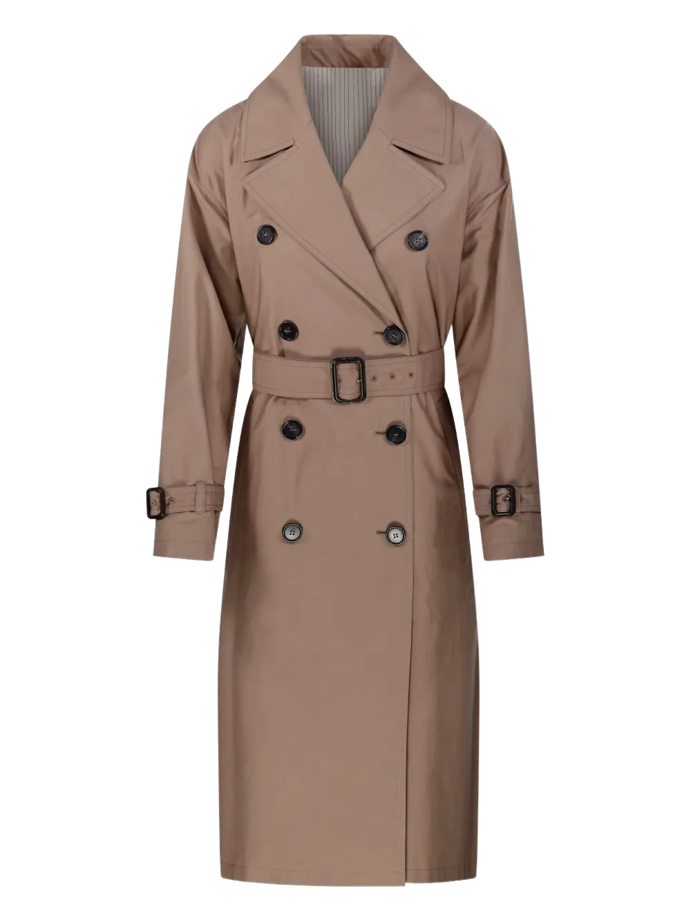 Max Mara Candida jas met ceintuur en dubbele rij knopen Bruin