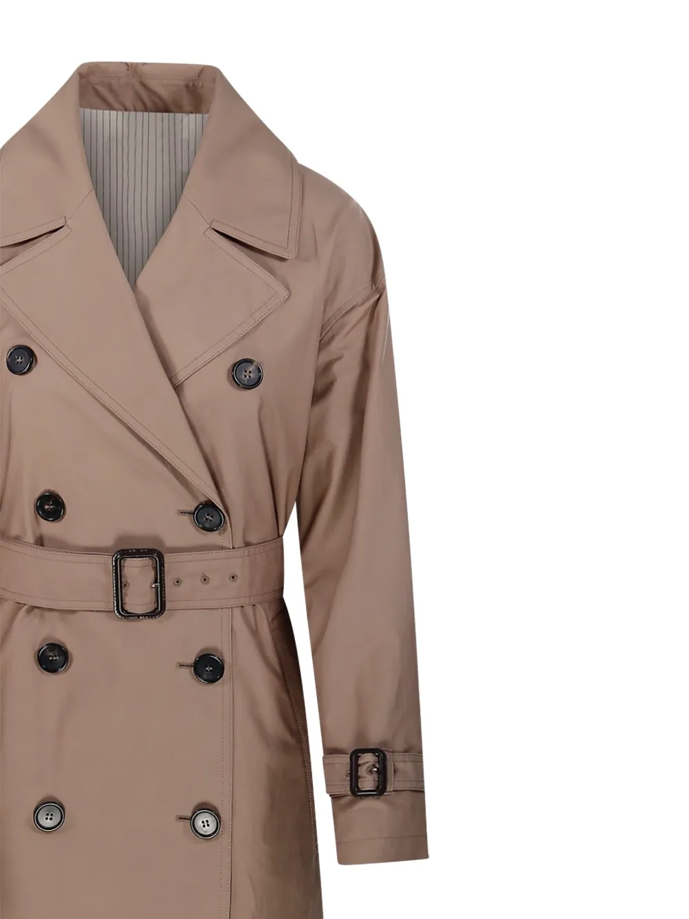 Max Mara Candida jas met ceintuur en dubbele rij knopen Bruin