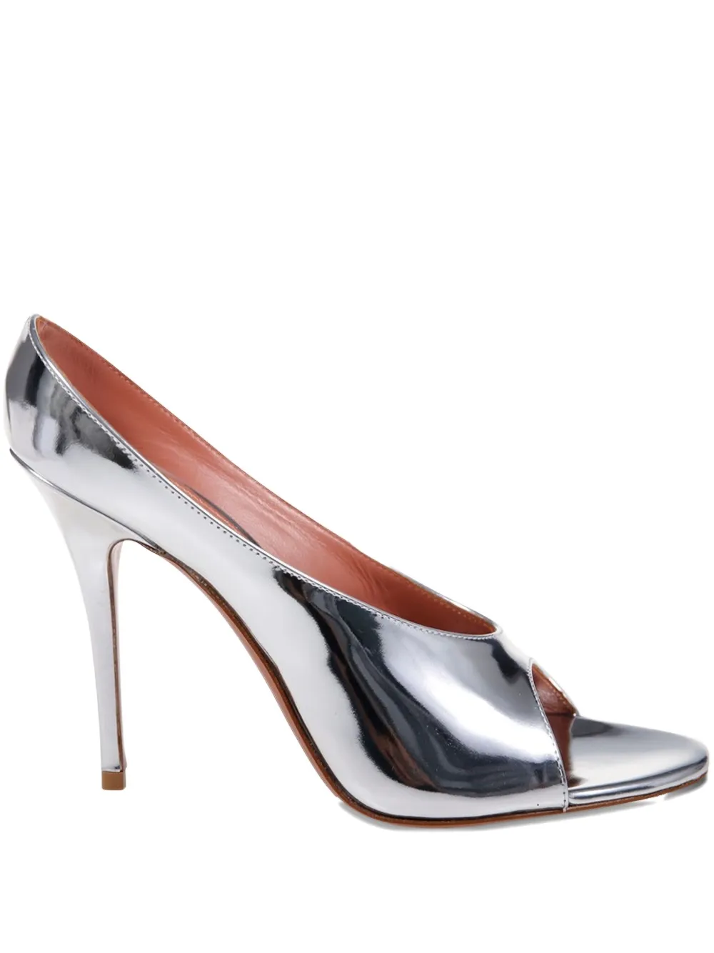 Amina Muaddi 105 mm Anok sandalen met open neus Zilver