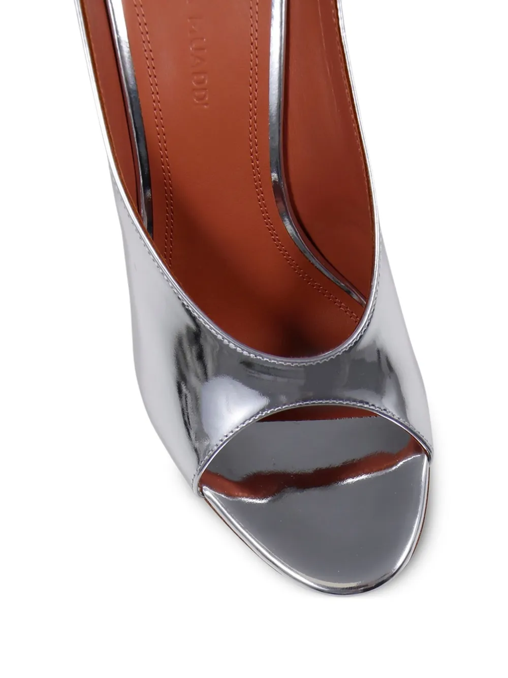 Amina Muaddi 105 mm Anok sandalen met open neus Zilver