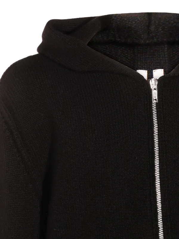Rick Owens Hooded Ribbed zip-up Hoodie | Black | FARFETCH