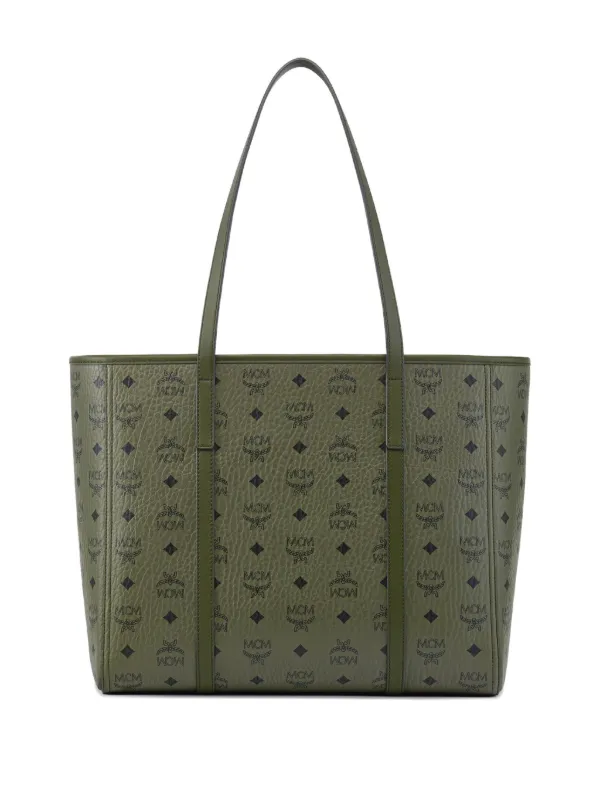 MCM Toni レザートートバッグ M | グリーン | FARFETCH JP
