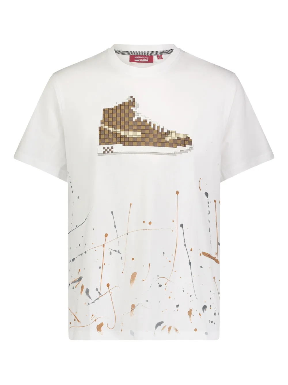 Mostly Heard Rarely Seen 8-Bit Checker Louis T-shirt | White | Image 1