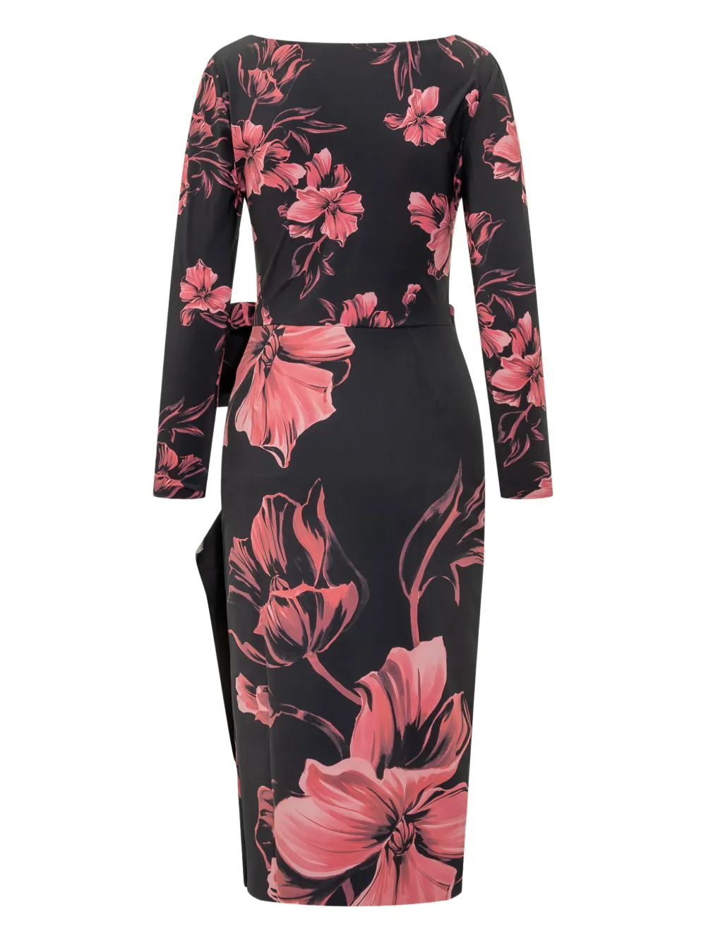CHIARA BONI La Petite Robe Silvheart gedrapeerde midi-jurk met bloemenprint Zwart