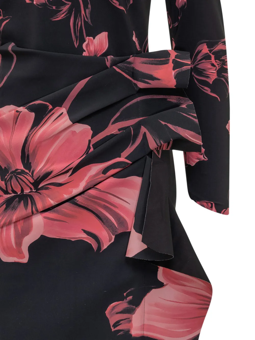 CHIARA BONI La Petite Robe Silvheart gedrapeerde midi-jurk met bloemenprint Zwart