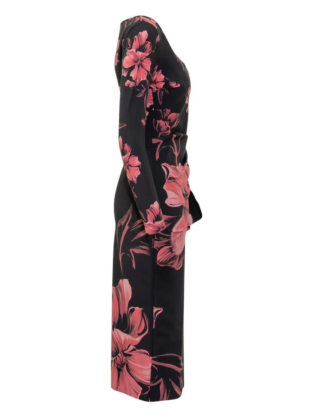 CHIARA BONI La Petite Robe Silvheart gedrapeerde midi-jurk met bloemenprint Zwart