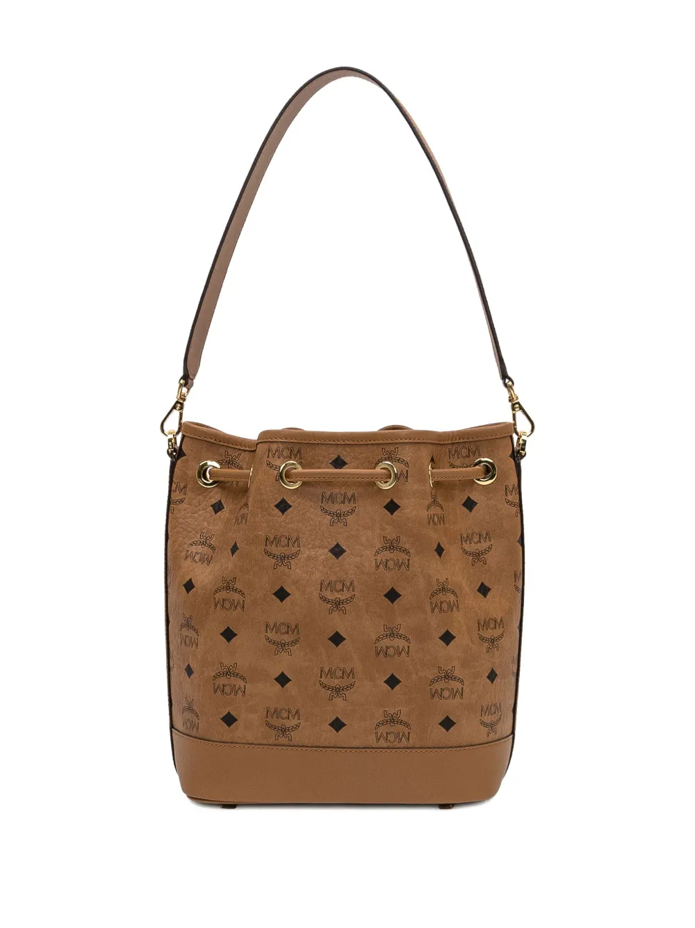 MCM Medium bucket-tas met monogram Bruin