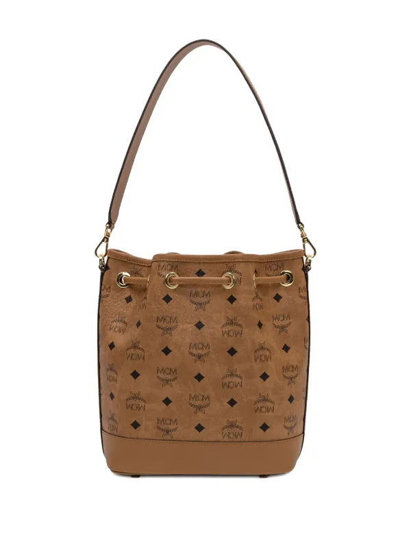 MCM バケットバッグ レザー ブラウン MCM モノグラム バケットバッグ M | ブラウン | FARFETCH JP