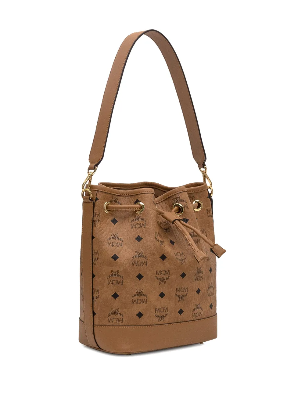 MCM Medium bucket-tas met monogram Bruin
