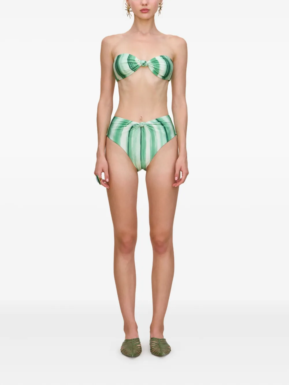 Cult Gaia Oswin painted-stripe bikini bottom Groen