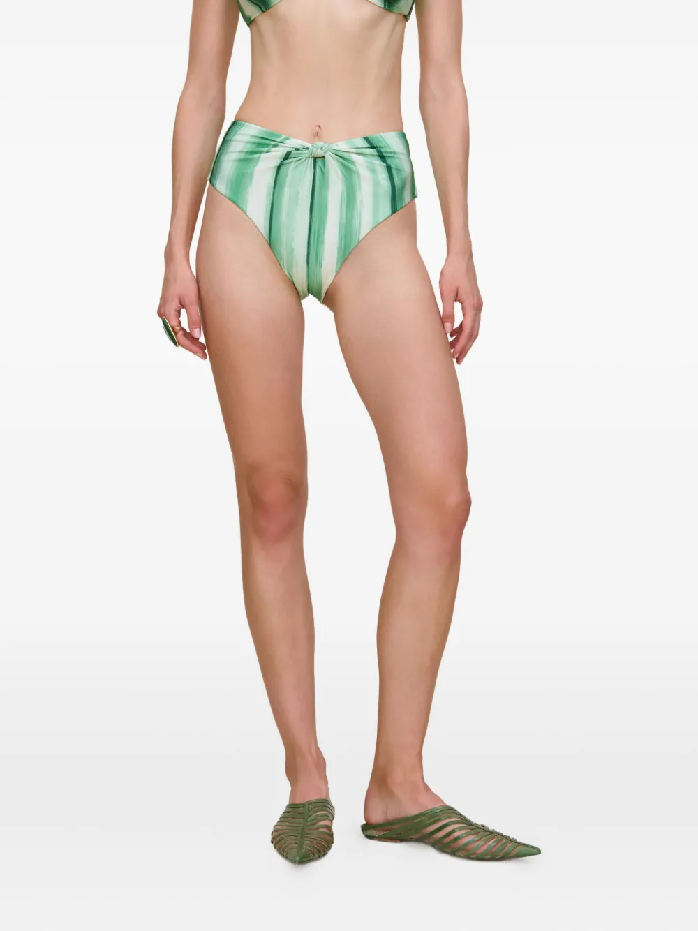 Cult Gaia Oswin painted-stripe bikini bottom Groen