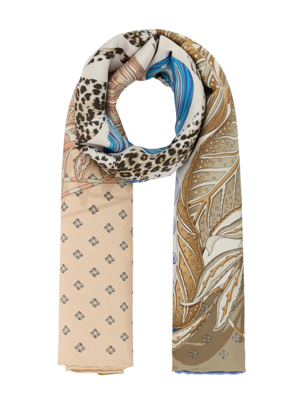 Ferragamo leopard-print silk scarf Beige