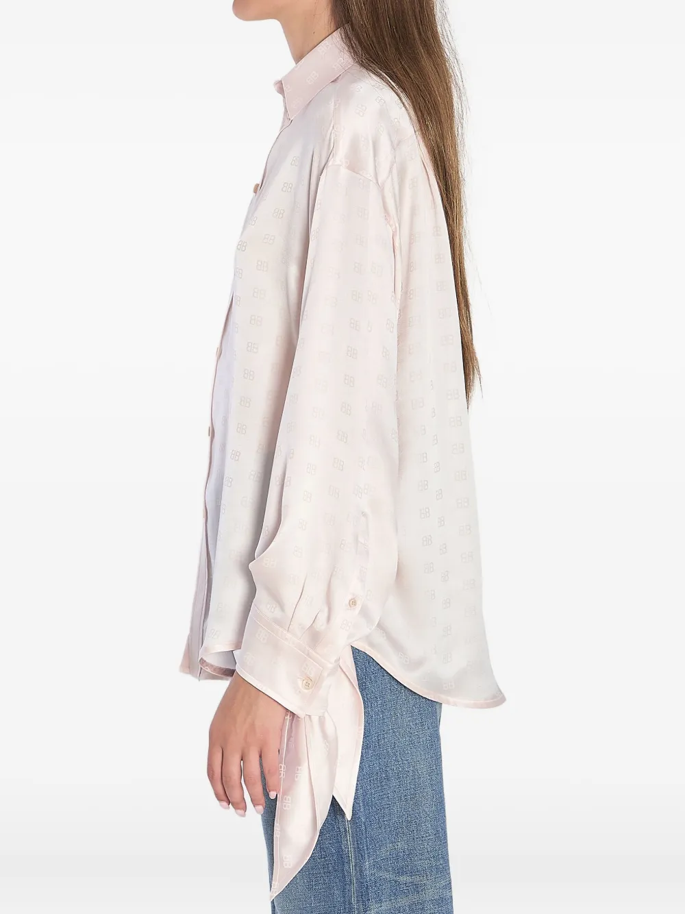  Balenciaga Silk Ruffled Shirt - Pink 