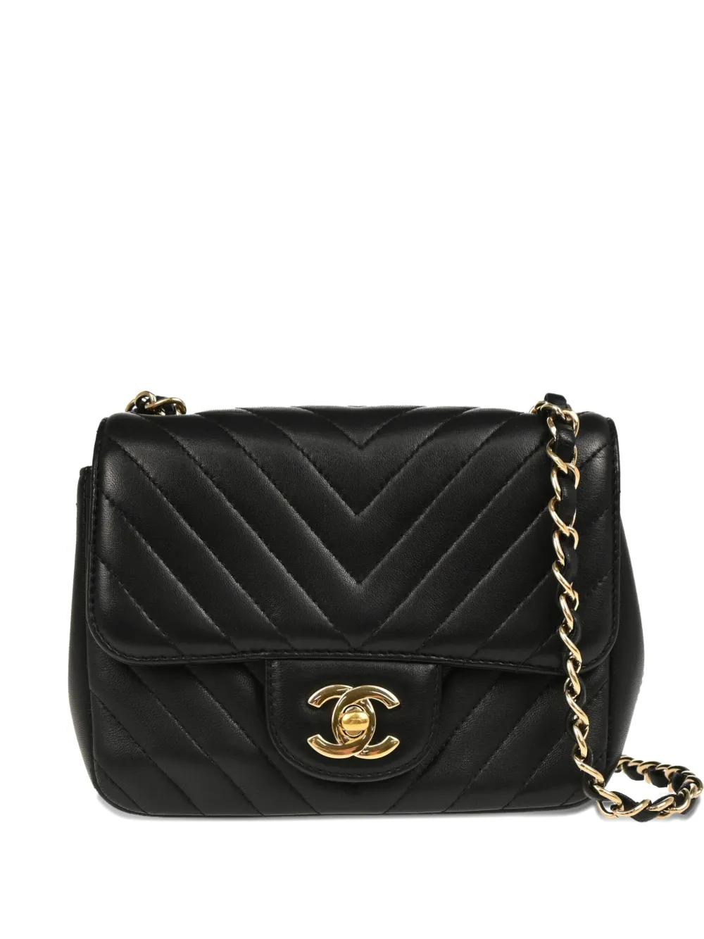 CHANEL Pre-Owned 2017 mini Square Classic Chevron shoulder bag | Black | Image 1