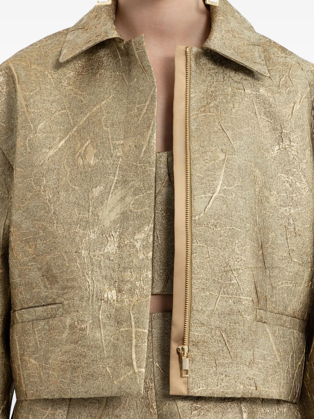 Rebecca Vallance Solana Metallic-effect Jacket In Gold